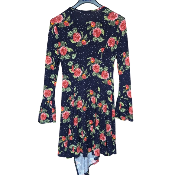 ASOS Floral Mini Dress with Hanky Hem and Frill Cuff Size 10 - Picture 2 of 11